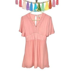 Entro Enchanting Light Pink Empire Waist Flutter Sleeve Babydoll Dress Sz Medium